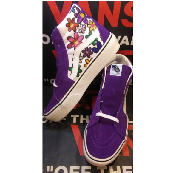 VANS Sk8-Hi Platform 2 Glitter Daisies Rainbow White Purple Men's 3.5/Women's 5 - Picture 2 of 12